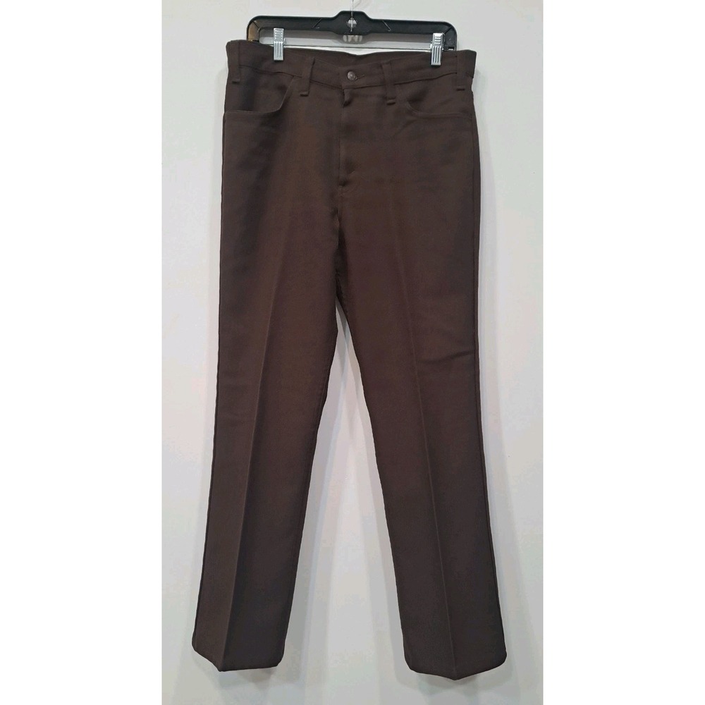 Vintage Levis Dress Polyester Pants Mens 34x30  Brown Disco USA Western 70s
